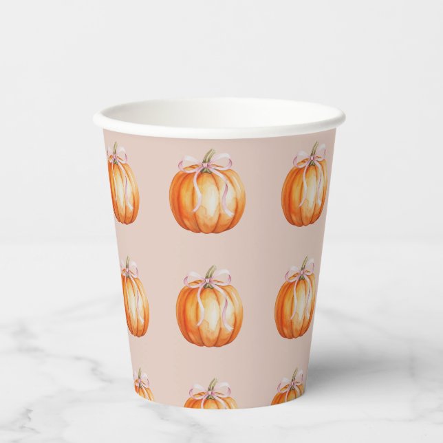 Sweet Little Pumpkin Girl Baby Shower  Paper Cups (Front)
