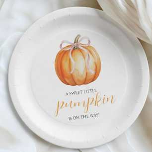 Sweet Little Pumpkin Girl Baby Shower Paper Plate