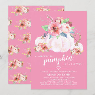 Sweet Little Pumpkin Girls Baby Shower Invitation