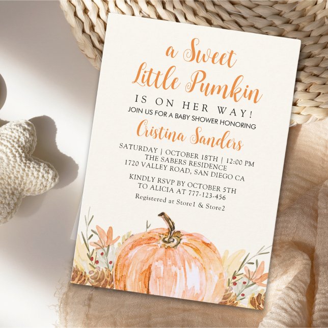 Sweet Little Pumpkin is on her Way, Baby Shower Invitation (Creator Uploaded)