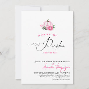 Sweet Little Pumpkin Minimalist Pink Baby Shower Invitation