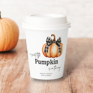 Sweet Little Pumpkin Orange Black Bow Girl Paper Cups