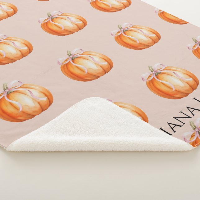 Sweet Little Pumpkin Personalized Name Sherpa Blanket (3/4)
