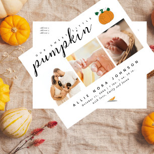 Sweet Little Pumpkin Photo Fall Baby Announcement Postcard
