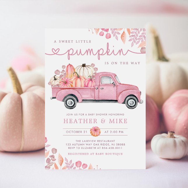 Sweet Little Pumpkin Pink Autumn Baby Shower Invitation (Creator Uploaded)