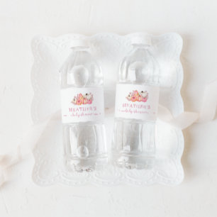 Sweet Little Pumpkin Pink Autumn Baby Shower Water Bottle Label