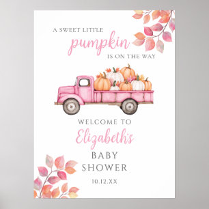 Sweet Little Pumpkin Pink Baby Shower Welcome Sign