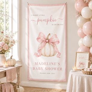 Sweet Little Pumpkin Pink Bow Baby Girl Shower Banner