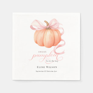 Sweet Little pumpkin pink bow is on the way Napkin