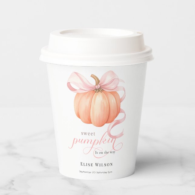 Sweet Little pumpkin pink bow is on the way Paper Cups (Front)