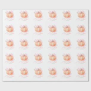 Sweet Little pumpkin pink bow is on the way Wrapping Paper