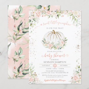 Sweet Little Pumpkin, Pink Fall Autumn Baby Shower Invitation