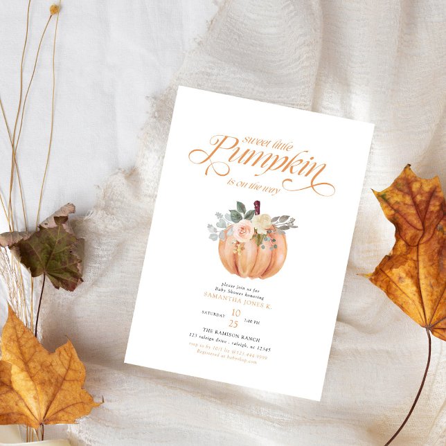 Sweet Little Pumpkin Pink Floral Fall Baby Shower  Invitation (Creator Uploaded)