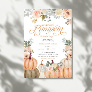 Sweet Little Pumpkin Pink Floral Fall Baby Shower  Invitation