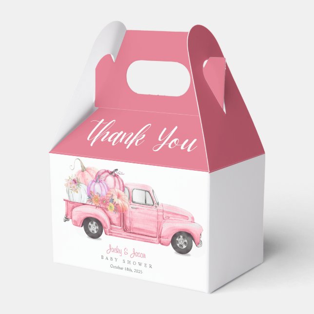 Sweet Little Pumpkin Pink Girl Baby Shower Favour Box (Front Side)