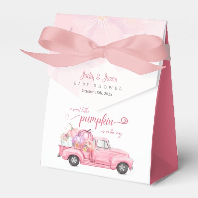Sweet Little Pumpkin Pink Girl Baby Shower Favour Box (Front Side)