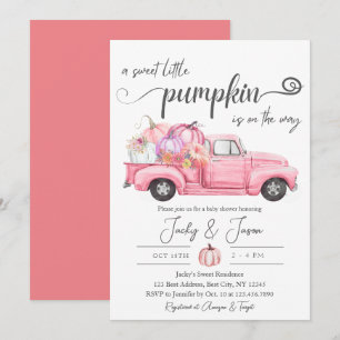 Sweet Little Pumpkin Pink Girl Baby Shower Invitation