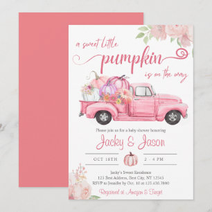 Sweet Little Pumpkin Pink Girl Baby Shower Invitation