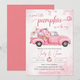 Sweet Little Pumpkin Pink Girl Baby Shower Invitation