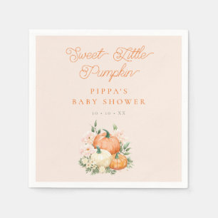 Sweet Little Pumpkin Pink & Orange Baby Shower Napkin