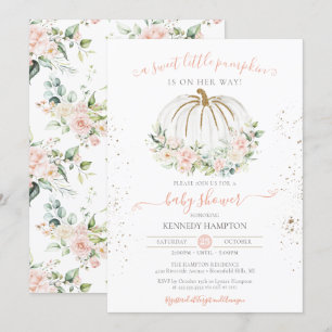 Sweet Little Pumpkin Soft Pink Autumn Baby Shower Invitation
