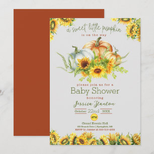 Sweet little pumpkin sunflower Baby Shower Card