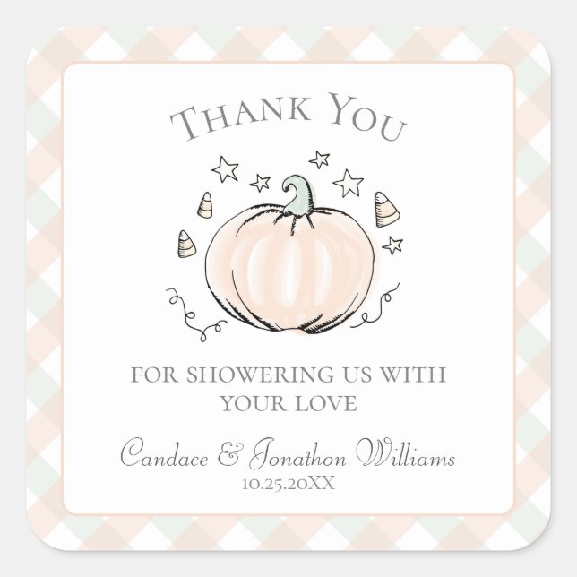 Sweet Little Pumpkin Thank You Favour Sticker (Front)