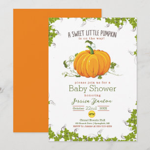 Sweet little pumpkin vine Baby Shower Invitation