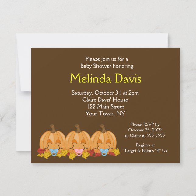 Sweet Little Pumpkins Fall Baby Shower Invitation (Front)
