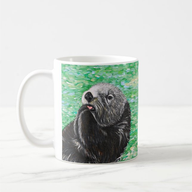 Sweet Little Sea Otter Painting Coffee Mug (Left)