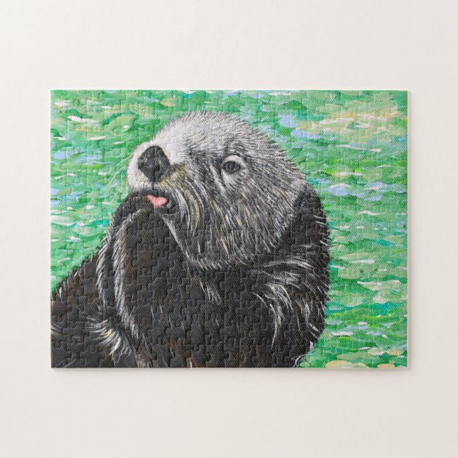 Sweet Little Sea Otter Painting Jigsaw Puzzle (Horizontal)