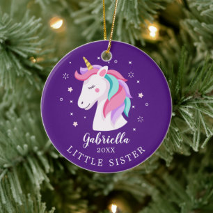 Sweet Little Sister Unicorn Christmas Ornament