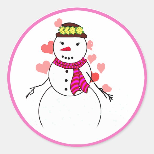 Sweet Little Snow Girl Classic Round Sticker (Front)