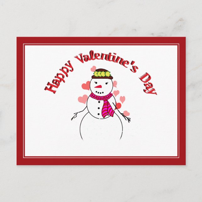 Sweet Little Snow Girl - Happy Valentine's Day Holiday Postcard (Front)