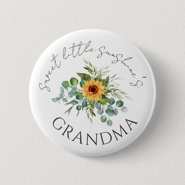 Sweet Little Sunshine Fall Baby Shower Grandma 6 Cm Round Badge (Front)