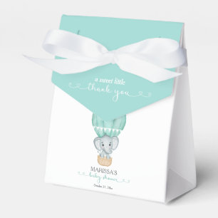 Sweet Little Thank You Green Elephant Baby Shower Favour Box