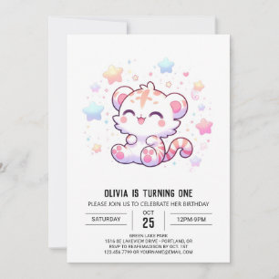 Sweet Little Tiger 1st Birthday Invitation