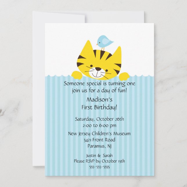 Sweet Little Tiger Birthday Invitation (Front)