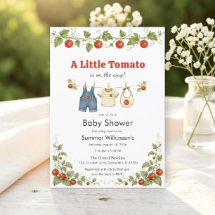 Sweet Little Tomato Baby Shower Invitation QR RSVP