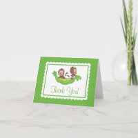 Sweet Little Twins Monkey Pea Pod Thank You Card