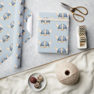 Sweet Little Viking Helmet Baby Shower Wrapping Paper