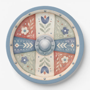 Sweet Little Viking Shield Baby Shower Paper Plate