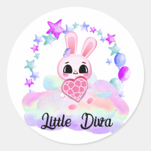 sweet little white rabbit  classic round sticker