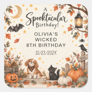 Sweet Little Witch Halloween Watercolor Birthday Square Sticker