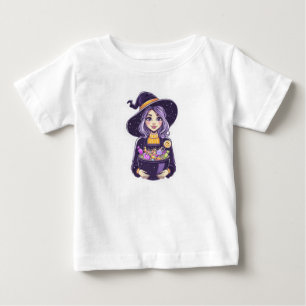 Sweet Little Witch with Magical Candy Bowl Baby T-Shirt