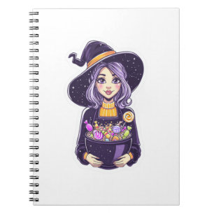 Sweet Little Witch with Magical Candy Bowl Notebook