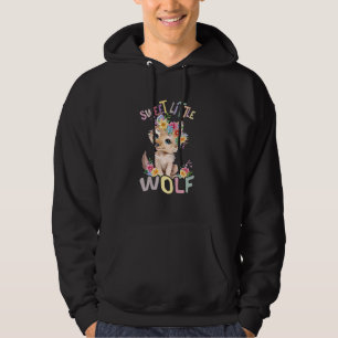 sweet little wolf with flowers cute wolves animal hoodie
