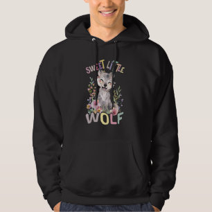 sweet little wolf with flowers cute wolves animal hoodie