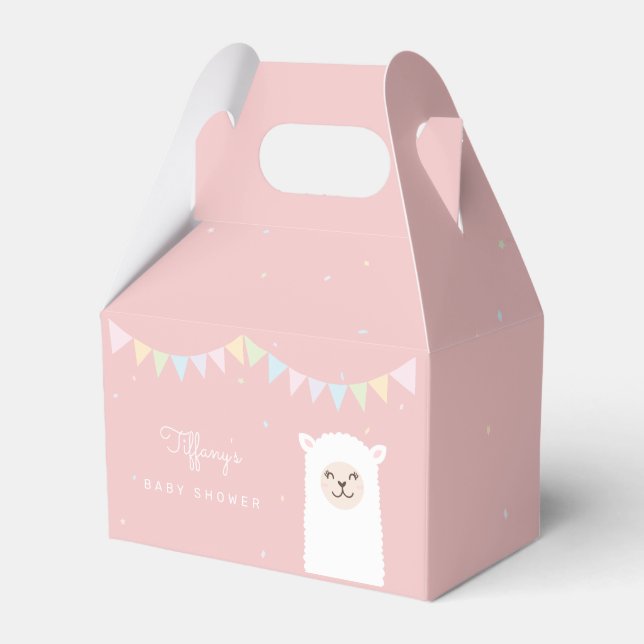 Sweet Llama Girl Baby Shower Thank You For Coming Favour Box (Front Side)