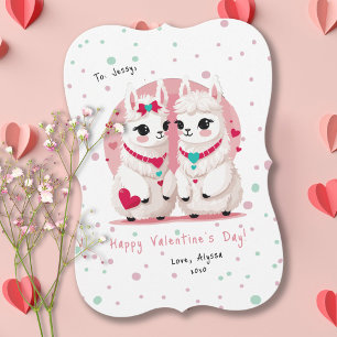 Sweet Llama Kids Classroom Valentine's Day Card